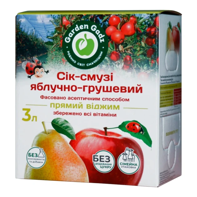Сік-смузі Garden Gadz Яблучно-грушевий 3 л - Фото 1 Сік-смузі Garden Gadz Яблучно-грушевий 3 л - изображение 1