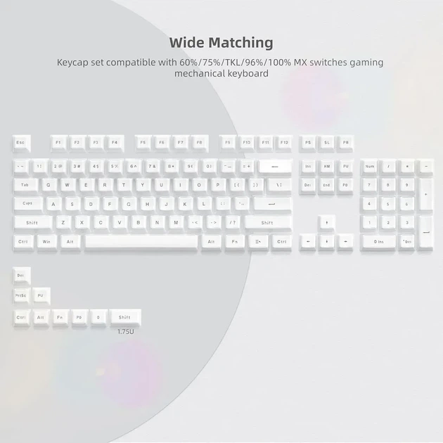 Набір ABS / PC кейкапів Jelly 113 шт White білий колір, гравіювання зверху, глянцеві кейкапи для механічної клавіатури OEM profile - Фото 1 Набір ABS / PC кейкапів Jelly 113 шт White білий колір, гравіювання зверху, глянцеві кейкапи для механічної клавіатури OEM profile - зображення 1