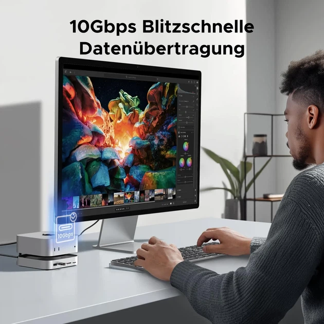 Док-станция UGREEN CM841 (65488) для MacMiniM4 с 2xUSB-C to DP1.4 4K240Hz 4xUSB-A 3.2 10Gbps USB-C 3.2 10Gbps SD TF M.2 Nvme10Gbps - Фото 8 Док-станция UGREEN CM841 (65488) для MacMiniM4 с 2xUSB-C to DP1.4 4K240Hz 4xUSB-A 3.2 10Gbps USB-C 3.2 10Gbps SD TF M.2 Nvme10Gbps - изображение 8