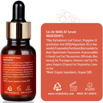 Сыворотка для лица с азелаиновой кислотой 10% Cos De BAHA AZ Azelaic Acid 10% Serum 30ml - изображение 3