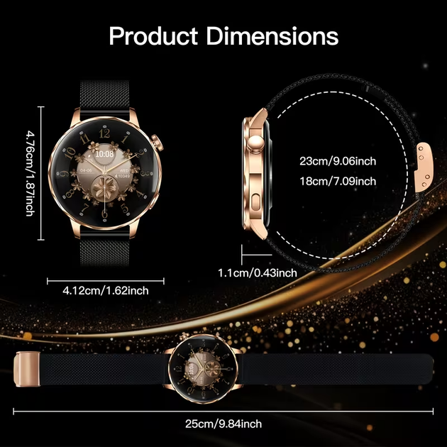 Смарт-годинник жіночий Lunessa Grace X2 з Bluetooth дзвінками, пульс, повідомлення, 100+ спорт режимів, круглий дисплей 1.27" - зображення 4