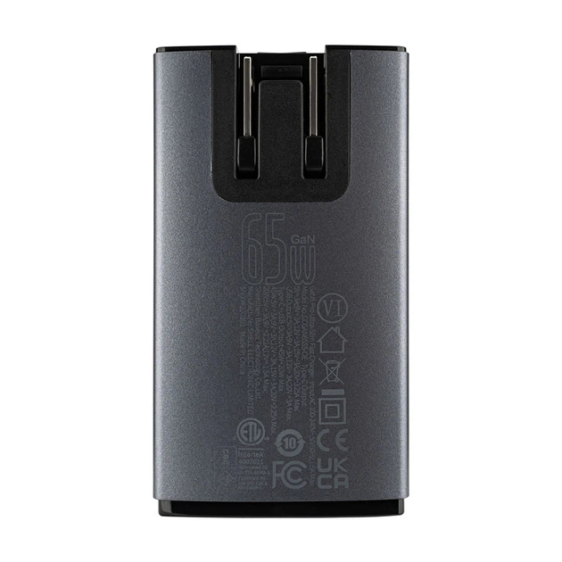 Baseus GaN5 Pro 65W ультратонкий зарядний C+U, сірий, кабель Type‑C/Type‑C 100W (CCGP150113) - изображение 2
