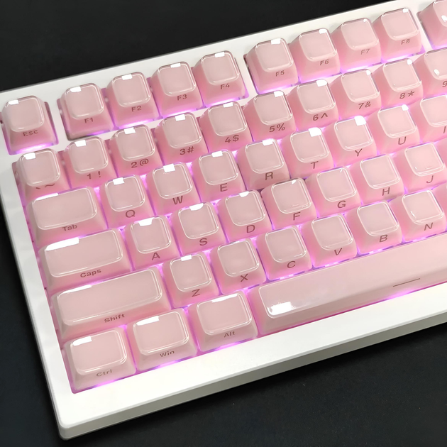 Набір кейкапів Crystal Jelly Pink для механічної клавіатури — 132 клавіші, ABS+PC, CBSA профіль - зображення 6