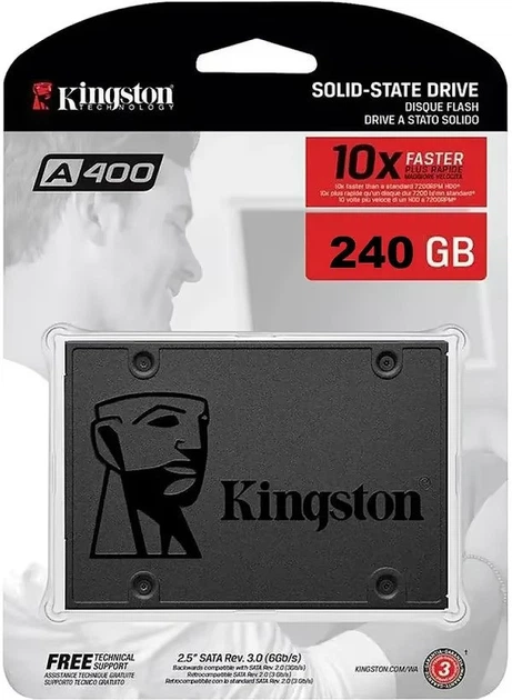 Накопичувач SSD 240 GB Kingston SSDNow A400 2.5" SATAIII TLC (SA400S37/240G) 2.5" 23400 - Фото 13 Накопичувач SSD 240 GB Kingston SSDNow A400 2.5" SATAIII TLC (SA400S37/240G) 2.5" 23400 - изображение 13