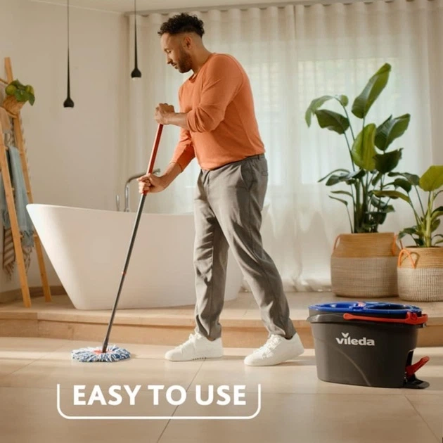 Набір для прибирання Vileda H2prO Spin Mop & Bucket System 178332 – швабра + відро з двокамерною технологією, розподіл чистої та брудної води - Фото 7 Набір для прибирання Vileda H2prO Spin Mop & Bucket System 178332 – швабра + відро з двокамерною технологією, розподіл чистої та брудної води - зображення 7
