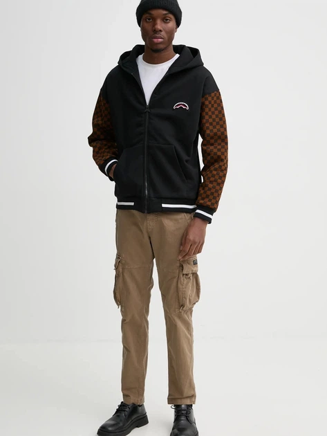 Толстовка на блискавці чоловіча Sprayground Tufting Shark Fullzip Sip SP647 L Чорна (800070332437) - зображення 3