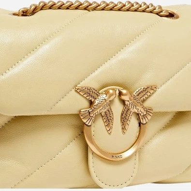 Сумка крос-боді жіноча з натуральної шкіри маленька Pinko Love Puff Mini 100039A0F2 C39Q Жовта (800070357053) - зображення 3