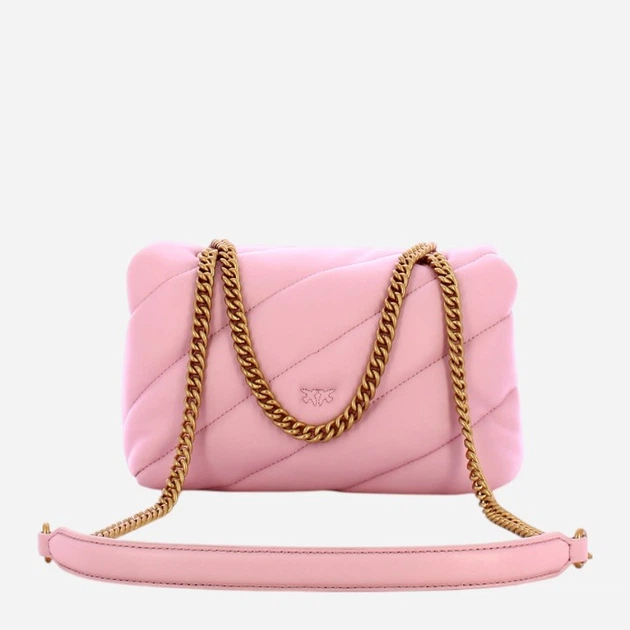 Torebka crossbody damska ze skóry naturalnej mała z łańcuszkiem Pinko Love Puff Mini 100039A0F2 C79Q Różowa (800070347454) - obraz 2
