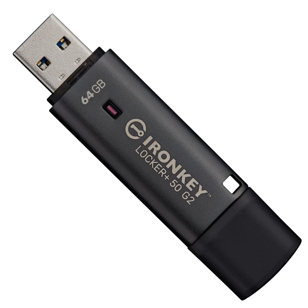 Флеш память USB Kingston IronKey Locker+ 50 G2 64GB USB 3.2 Gen1 Black (IKLP50G2/64GB) - Фото 2 Флеш память USB Kingston IronKey Locker+ 50 G2 64GB USB 3.2 Gen1 Black (IKLP50G2/64GB) - изображение 2