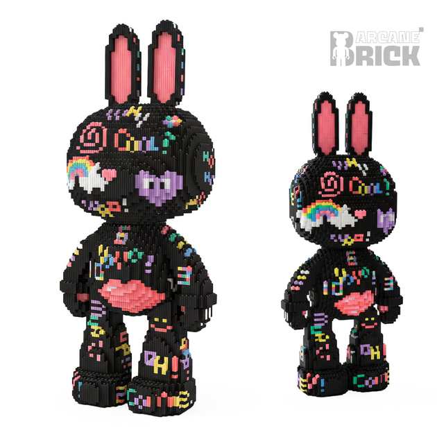 3D конструктор "Graffiti Rabbit" сборный блочный 3д заяц Magic Blocks для взрослых и детей коллекционная фигурка bearbrick - изображение 4