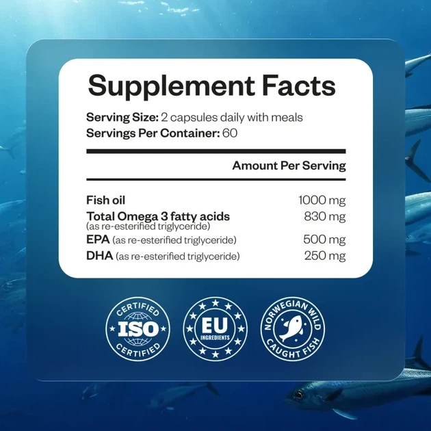 Perla Helsa Omega-3 rTG – пищевая добавка, очищенная омега-3 в виде триглицеридов для максимального усвоения, 60 капсул - Фото 9 Perla Helsa Omega-3 rTG – пищевая добавка, очищенная омега-3 в виде триглицеридов для максимального усвоения, 60 капсул - изображение 9