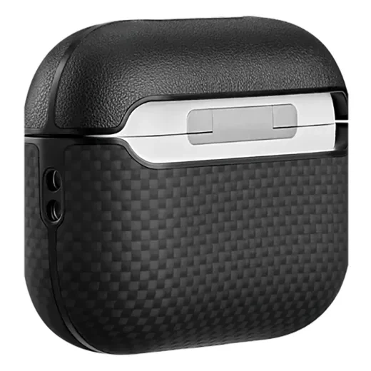 Карбоновий чохол Pitaka Aramid Fiber Magnetic Case Black/Gray для AirPods Pro 3 (2025) (APM2501) - зображення 3