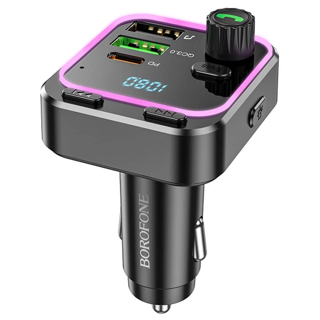 АЗП FM модулятор Borofone BC53 Highway PD20W+QC3.0 Чорний - изображение 2