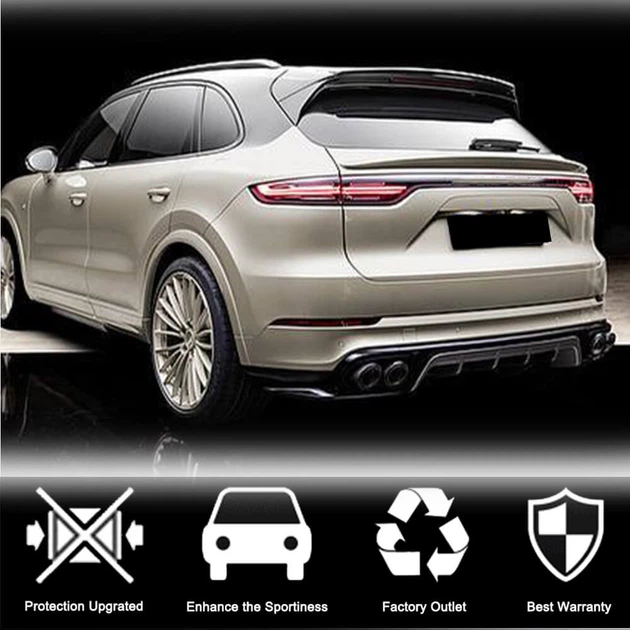 Диффузор заднего бампера (2018-2023, Карбон) для Porsche Cayenne 2018- гг - изображение 3