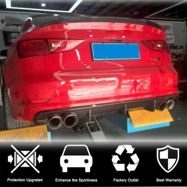 Дифузор заднього бампера V2 (для S-Line Sedan 2012-2016, Карбон) для Ауді A3 рр - зображення 3