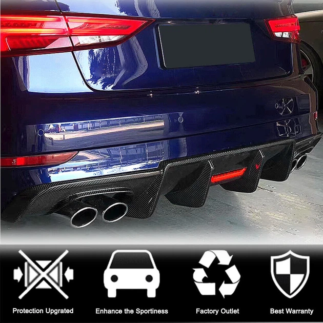 Диффузор заднего бампера V3 (для S-Line Sedan 2017-2020, Карбон) для Ауди A3 - изображение 2