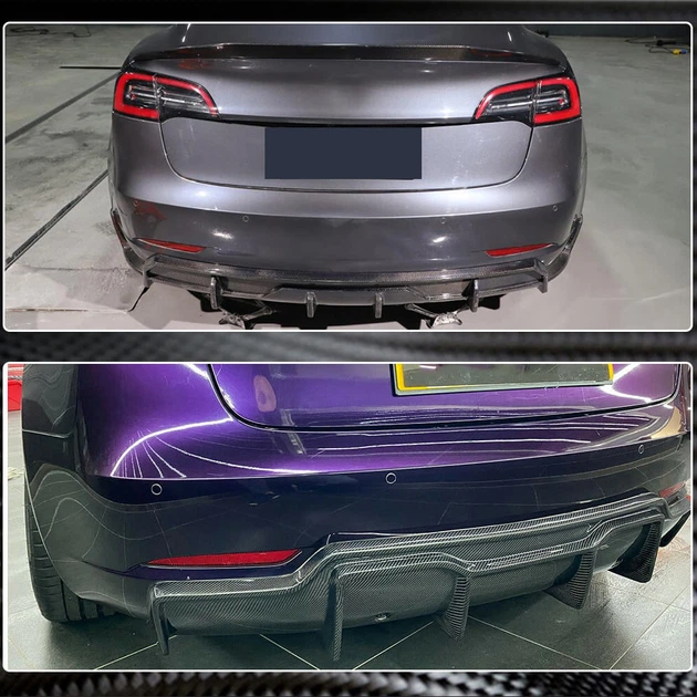 Дифузор заднього бампера V1 (2017-2023, Карбон) для Tesla Model 3 2017- рр - зображення 6