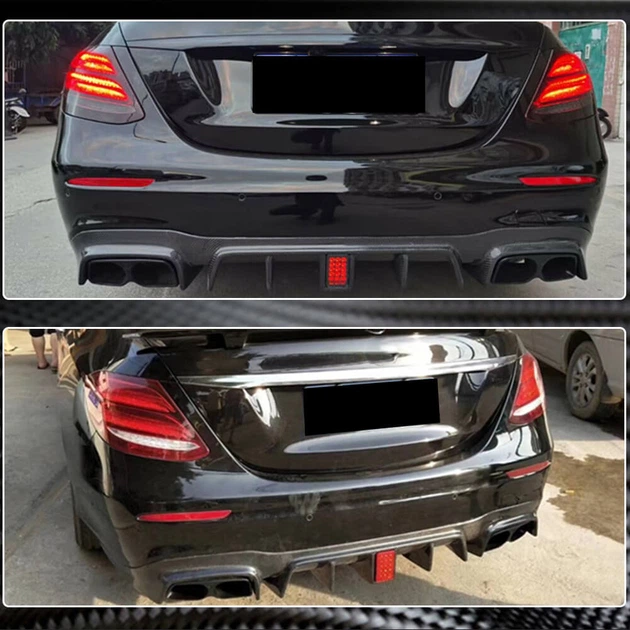 Дифузор заднього бампера з насадками V2 (для AMG/AMG-Line 2016-2019, Карбон) для Mercedes E-class W213 рр - зображення 5