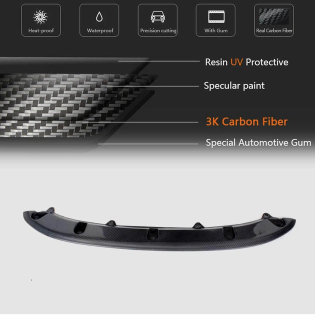 Передний Лип-спойлер V3 для GTI HB 2010-2013 Карбон для Volkswagen Golf 6 - изображение 4