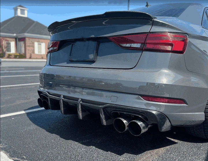 Дифузор заднього бампера V1 (для S-Line Sedan 2017-2020, Карбон) для Ауді A3 рр - Фото 2 Дифузор заднього бампера V1 (для S-Line Sedan 2017-2020, Карбон) для Ауді A3 рр - зображення 2