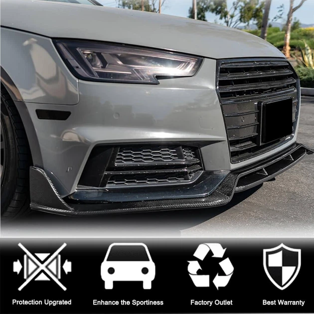 Накладка на передний бампер Lip V2 (для S-Line Sedan 2015-2019, Карбон) для Ауди A4 B9 - изображение 3