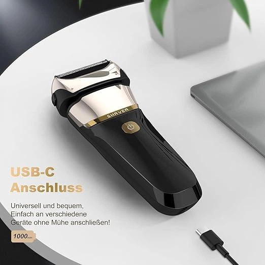 Электрическая сеточная бритва Birch 2-в-1 — IPX7, 100 мин работы, USB-C, триммер, Черная - изображение 2