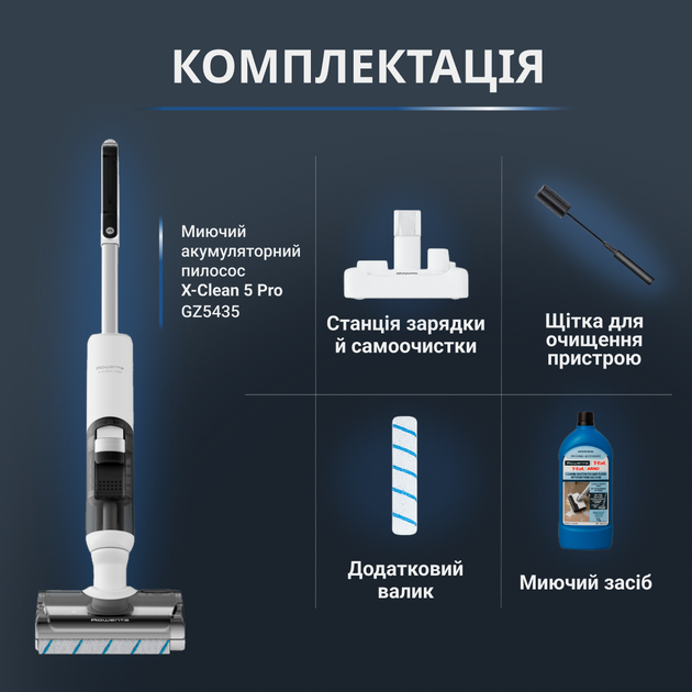 Моющий аккумуляторный пылесос Rowenta X-Clean 5 Pro GZ5435E0 - Фото 9 Моющий аккумуляторный пылесос Rowenta X-Clean 5 Pro GZ5435E0 - изображение 9