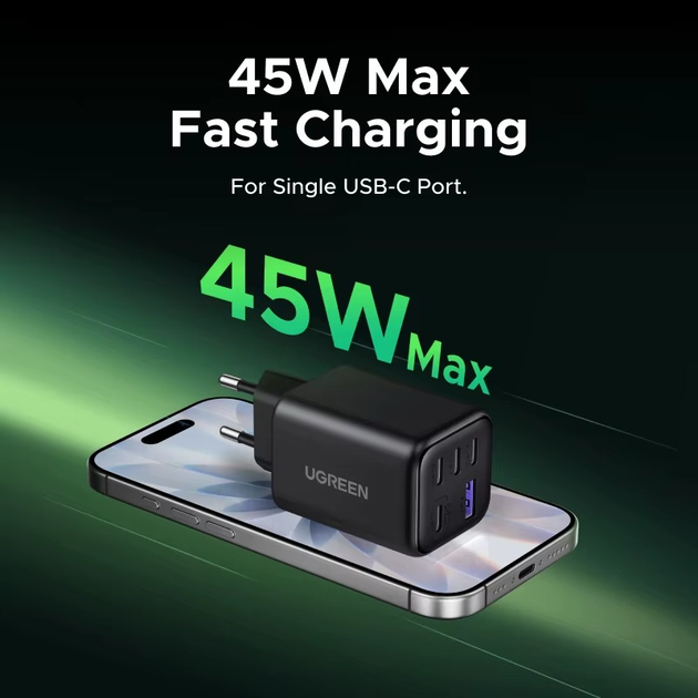Зарядний пристрій UGREEN X528 45W 5-Ports GaN Fast Charger - зображення 4