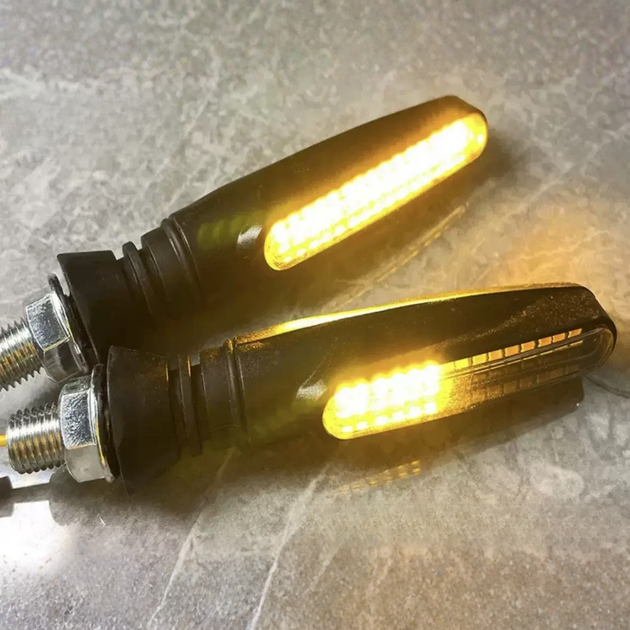 Поворотники 2шт. динамічні LED, бігаюча полоска, вказівники повороту для мотоцикла, скутера, мопеда 12V - зображення 7