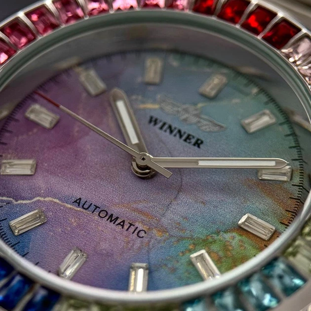 Наручний годинник Winner 8287 Silver-Blue яскравий - зображення 5