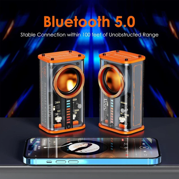 K07 прозора Bluetooth колонка з LED підсвіткою, портативна TWS стерео колонка - изображение 6