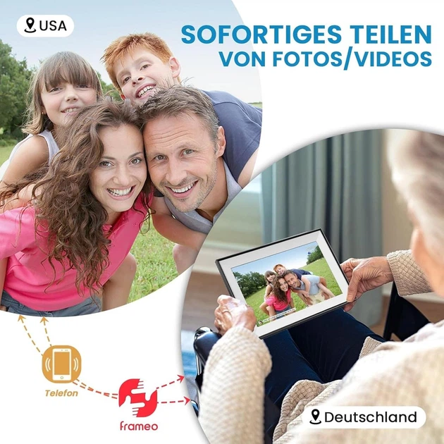 Цифрова фоторамка WiFi 2K 10.1″ з IPS тачскріном, 32 ГБ, Frameo, відео зі звуком - изображение 2