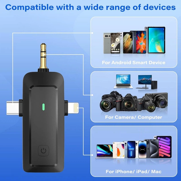 Беспроводной петличный микрофон 4 в 1 для Android и ПК, Plug\&Play, для записи и лент - изображение 3