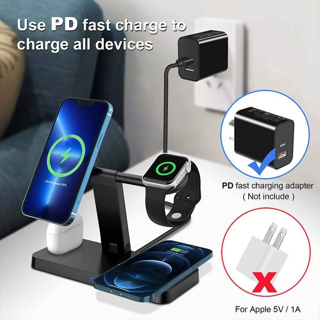 Беспроводная зарядная станция 4 в 1 для iPhone, Apple Watch и AirPods - изображение 8