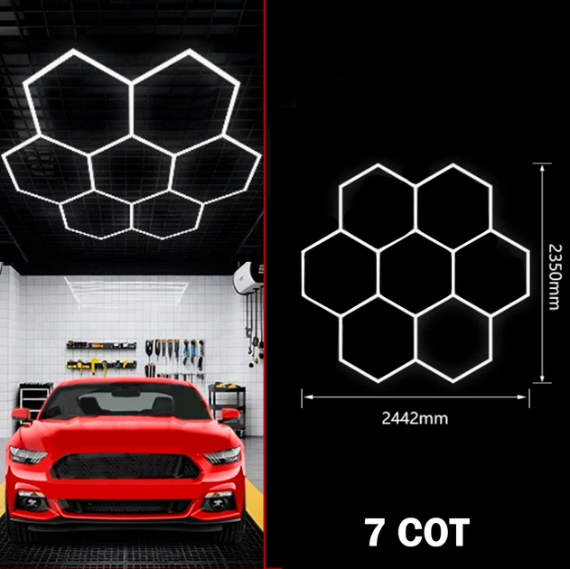 Світлодіодна LED лампа HEXAGON 7 сот 235x244,2 см 280W 6500K Освітлення для гаража, майстерні та дому - Фото 2 Світлодіодна LED лампа HEXAGON 7 сот 235x244,2 см 280W 6500K Освітлення для гаража, майстерні та дому - изображение 2
