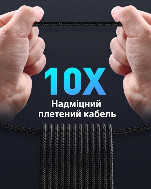 Кабель для швидкої зарядки iPhone кабель type c для Samsung кабель для зарядки Xiaomi шнур тайпсі ipad 1m Pavlysh Black 240W - Фото 10 Кабель для швидкої зарядки iPhone кабель type c для Samsung кабель для зарядки Xiaomi шнур тайпсі ipad 1m Pavlysh Black 240W - зображення 10