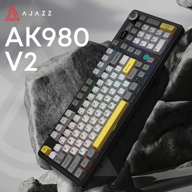 Клавиатура Ajazz AK980 V2 Gift Switch V2 Wireless/Bluetooth/USB UA Black/Grey/Yellow (AK980-V2-G-BGY) - изображение 7