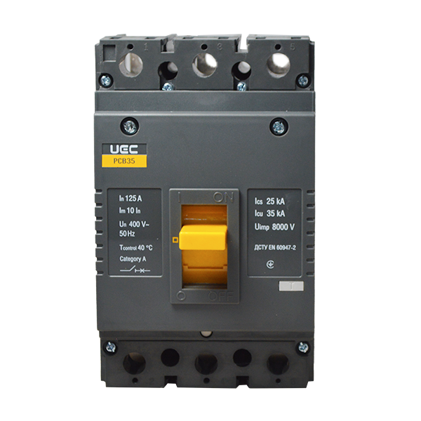 Автоматичний вимикач PCB35 3P 125A 35кА UEC - Фото 2 Автоматичний вимикач PCB35 3P 125A 35кА UEC - зображення 2