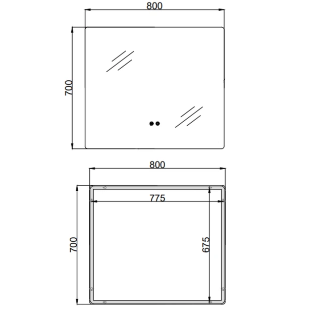 Зеркало Qtap Taurus (TA2) 800×700 мм с LED-подсветкой Touch, с антизапотеванием, с диммером, рег. темп. цвета (3000-6500K) QTTAU70070048955 - изображение 2