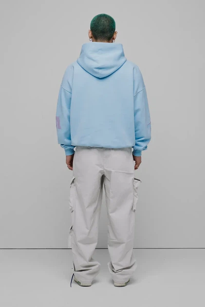Чоловіче блакитне худі Oversized Multi Logo H GOTS Preach S 206270 - зображення 3