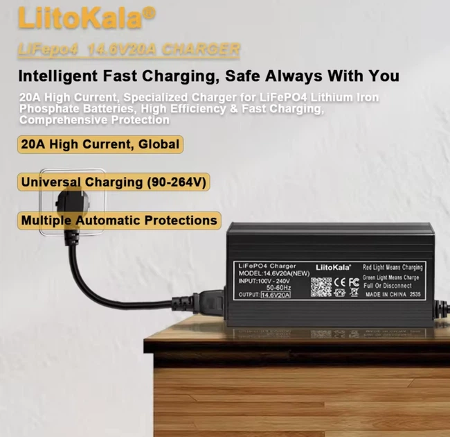 Зарядное устройство LiitoKala 4S 14.6V 20A для 12V аккумуляторов - изображение 2