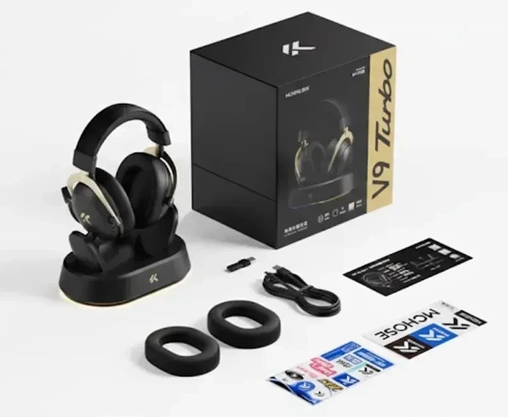 Беспроводные игровые наушники Mchose V9 Turbo+ Steel Black гарнитура с микрофоном и станией для зарядки 2.4ГГц / USB / Bluetooth - изображение 6