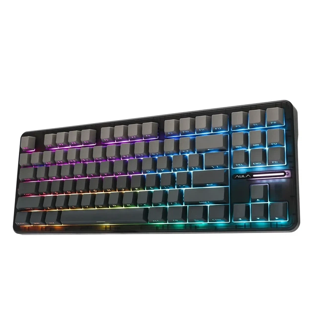 Бездротова механічна клавіатура AULA F87 PRO Black Gradient, Graywood V3 Switch, 80%, RGB Підсвічування (2.4G/Bluetooth/USB) - зображення 2
