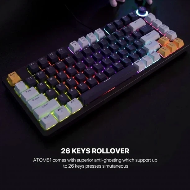 Ігрова клавіатура Fantech ATOM81 MK875V2 MIZU механічна з RGB підсвічуванням для геймерів з Blue Switch - Фото 7 Ігрова клавіатура Fantech ATOM81 MK875V2 MIZU механічна з RGB підсвічуванням для геймерів з Blue Switch - зображення 7