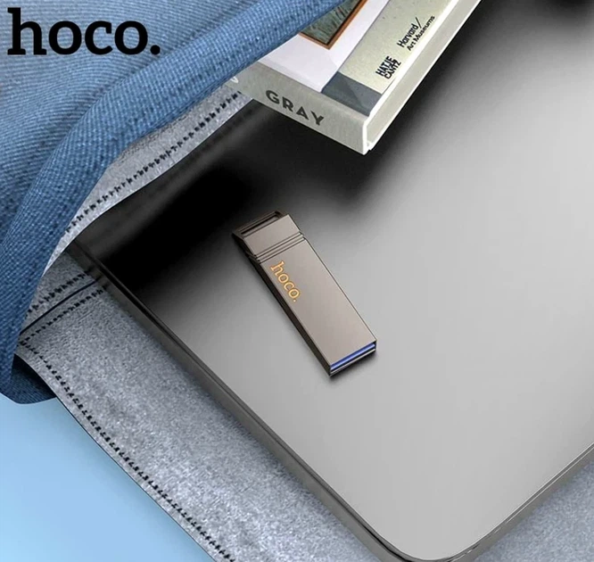 Флеш-накопитель USB 3.2 128GB влагозащищенный ударопрочный металлический Hoco UD13 Clever серый - Фото 4 Флеш-накопитель USB 3.2 128GB влагозащищенный ударопрочный металлический Hoco UD13 Clever серый - изображение 4