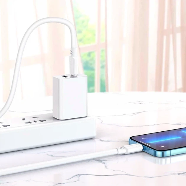 Кабель USB Borofone BX81 Type-C to Lightning 1м для зарядки и передачи данных белый 3А - Фото 4 Кабель USB Borofone BX81 Type-C to Lightning 1м для зарядки и передачи данных белый 3А - изображение 4