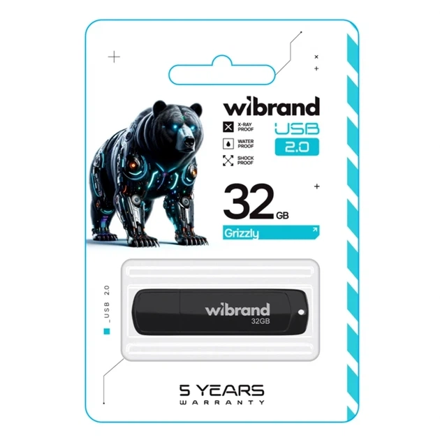USB флешка Wibrand 32Gb Grizzly для хранения данных черная компактная с защитой от повреждений - Фото 2 USB флешка Wibrand 32Gb Grizzly для хранения данных черная компактная с защитой от повреждений - изображение 2