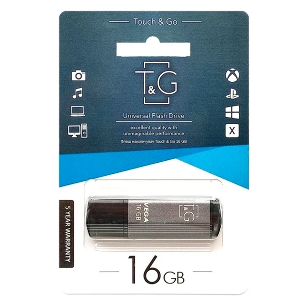 USB флешка T&G 16GB Vega 121 накопитель для хранения данных с защитой разъема и металлическим корпусом - изображение 2