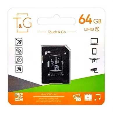 Карта памяти T&G MicroSDXC 64GB UHS-1 для смартфонов и камер высокая скорость записи и чтения 100 МБс - Фото 1 Карта памяти T&G MicroSDXC 64GB UHS-1 для смартфонов и камер высокая скорость записи и чтения 100 МБс - изображение 1