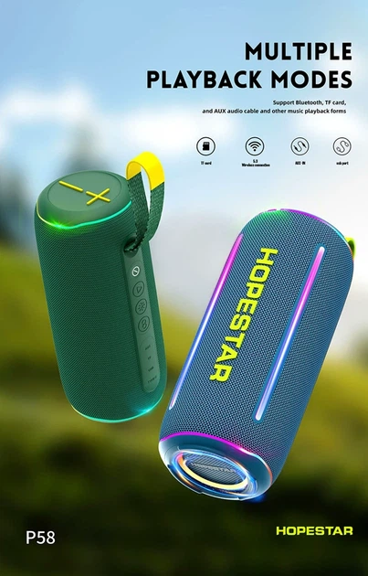 Портативна колонка Bluetooth 40 Вт 244x105x105 мм AUX IPX6 синій Hopestar P58 - Фото 6 Портативна колонка Bluetooth 40 Вт 244x105x105 мм AUX IPX6 синій Hopestar P58 - зображення 6